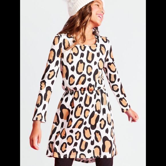 Fabkids Leopard Print Dress Girls XL 14 16 cotton Blend Fall NWT Autumn - Picture 7 of 7